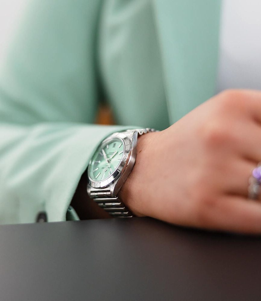 Breitling Chronomat 36mm Green Dial Steel Case Ladies Bracelet Watch image number 5