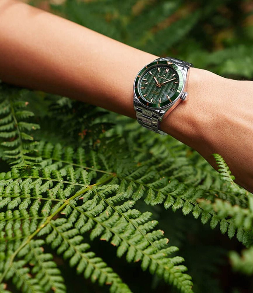 NORQAIN Adventure Sport Automatic 37mm Green Pattern Dial Stainless Steel Bracelet Watch image number 2