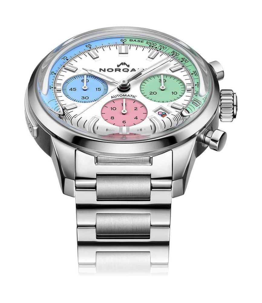 NORQAIN Freedom 60 Chronograph Enjoy Life Special Edition 40mm Dial Steel Bracelet Watch image number 2