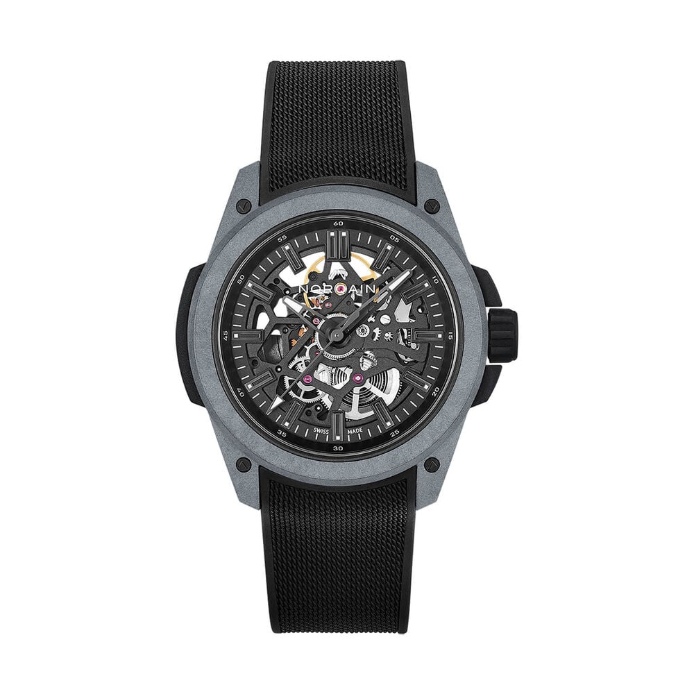 NORQAIN Wild ONE Skeleton 42mm Dial Black Rubber Strap Watch image number 0