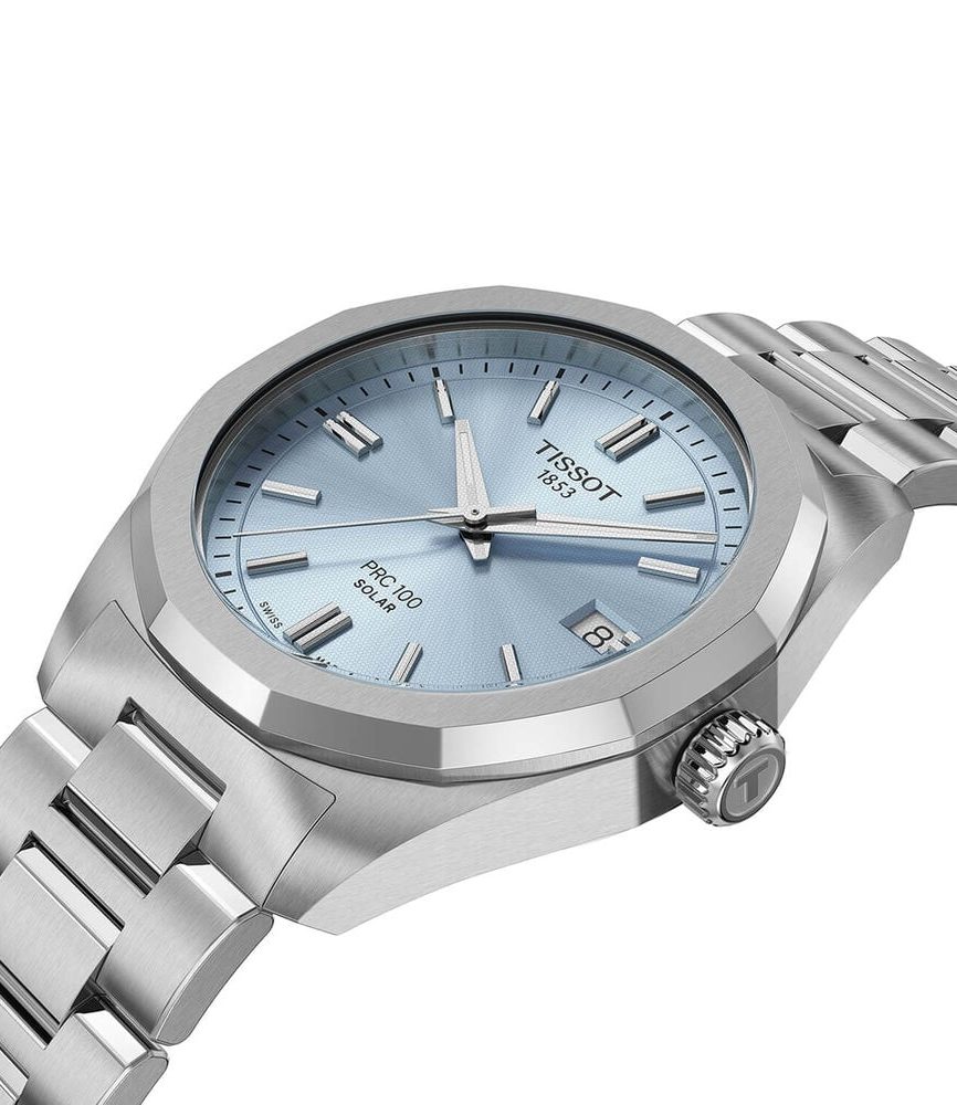 Tissot PRC 100 Solar 34mm Blue Dial Stainless Steel Bracelet Watch image number 1